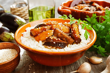 Miso Glazed Eggplant and Rice Bowl