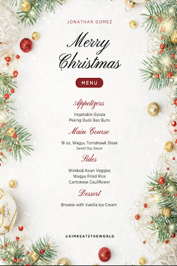 Christmas meal menu